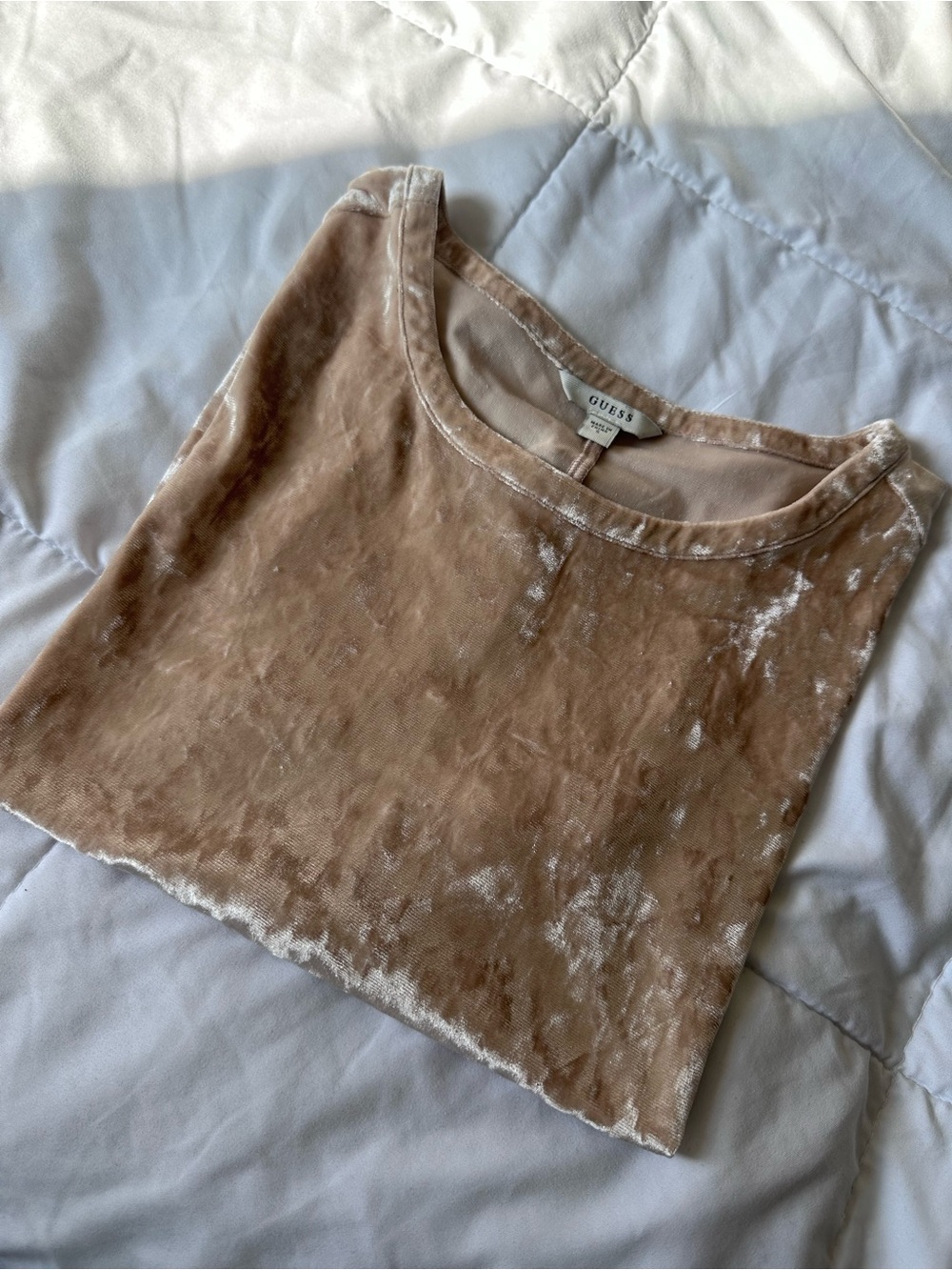 GUESS Velvet Tank Top in Taupe